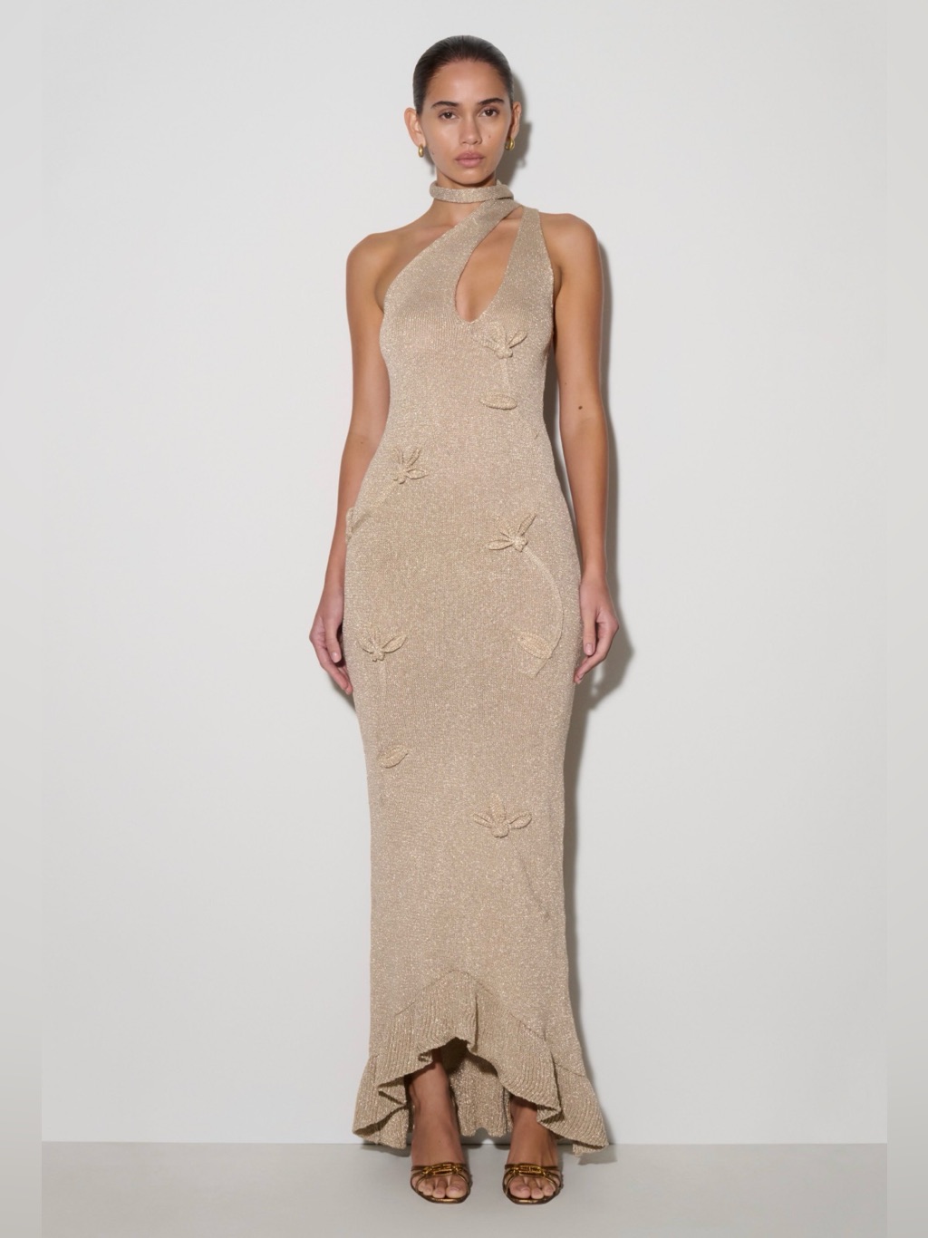 Floral Metallic Knit Maxi Dress